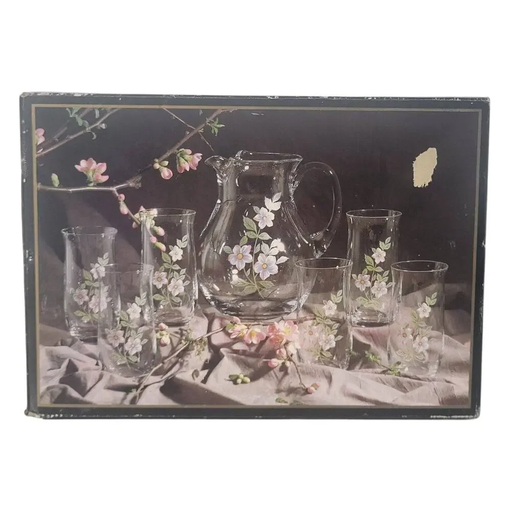 NIB Stylesetter Vintage 7-Pc Dogwood Crystal Set MINT NOS W/ STICKERS